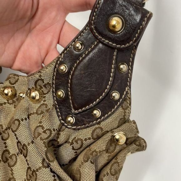 Gucci Pelham Guccissima Canvas Studded hobo shoulder bag 203624 - Picture 13 of 16